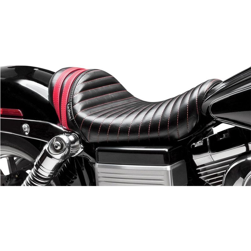 LK-411RED - LE Pera Stubs Cafe Seat For Harley Davidson FLD 1690 2012-2013 Pleated - Black/Red