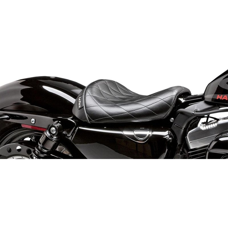 LK-006DM - LE Pera Bare Bones Solo Seat For Harley Davidson XL1200C 2004-2019 Diamond Stitch - Black