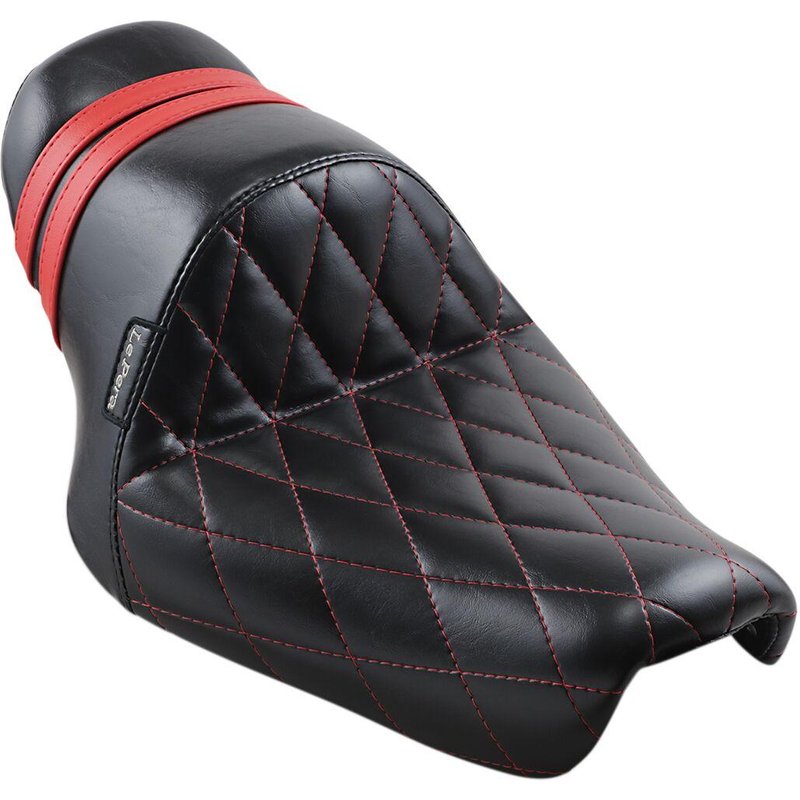LK-416DMRED - LE Pera Stubs Spoiler Seat For Harley Davidson XL1200C 2004-2020 Diamond/Red Stripes - Black