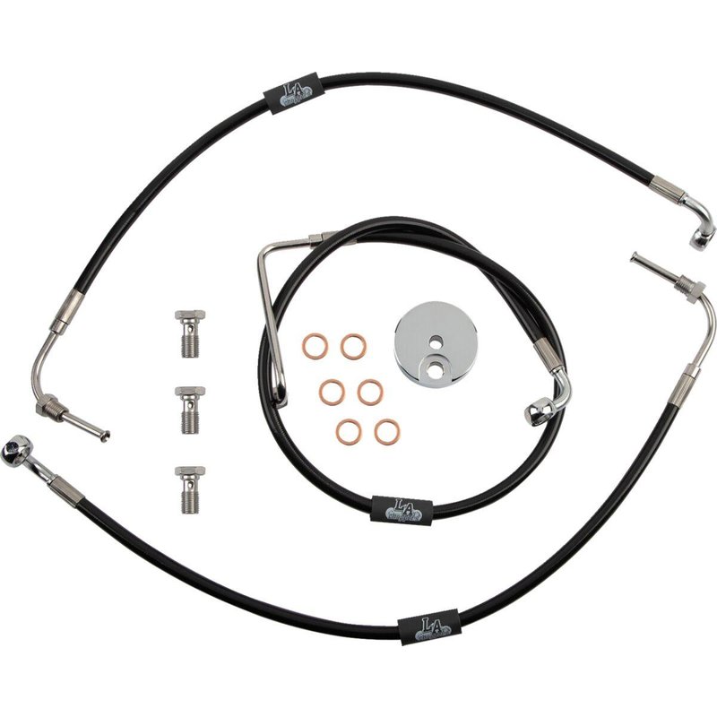 LA-8230B13B - LA Choppers Braided Brake Hose Kit For Harley Davidson FXDF 1584 2008-2011 Front 12" - 14" - Black