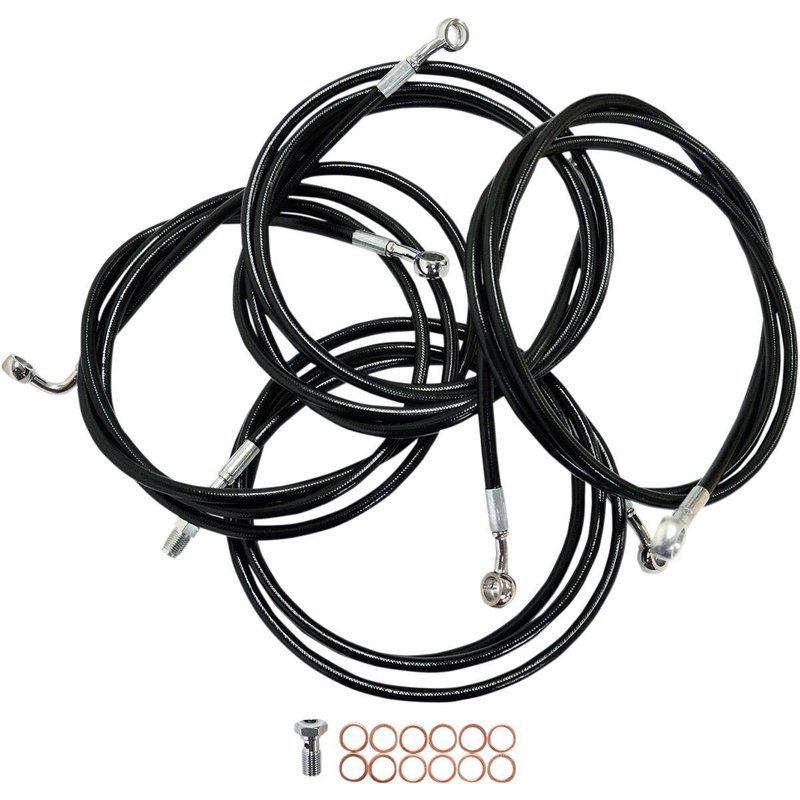 LA-8052KT-19B - LA Choppers Standard Black Vinyl Handlebar Cable/Brake Hose Kit For Harley Davidson FLHRC 1690 ABS 2014 45.5 cm - 51 cm (18" - 20") - Black