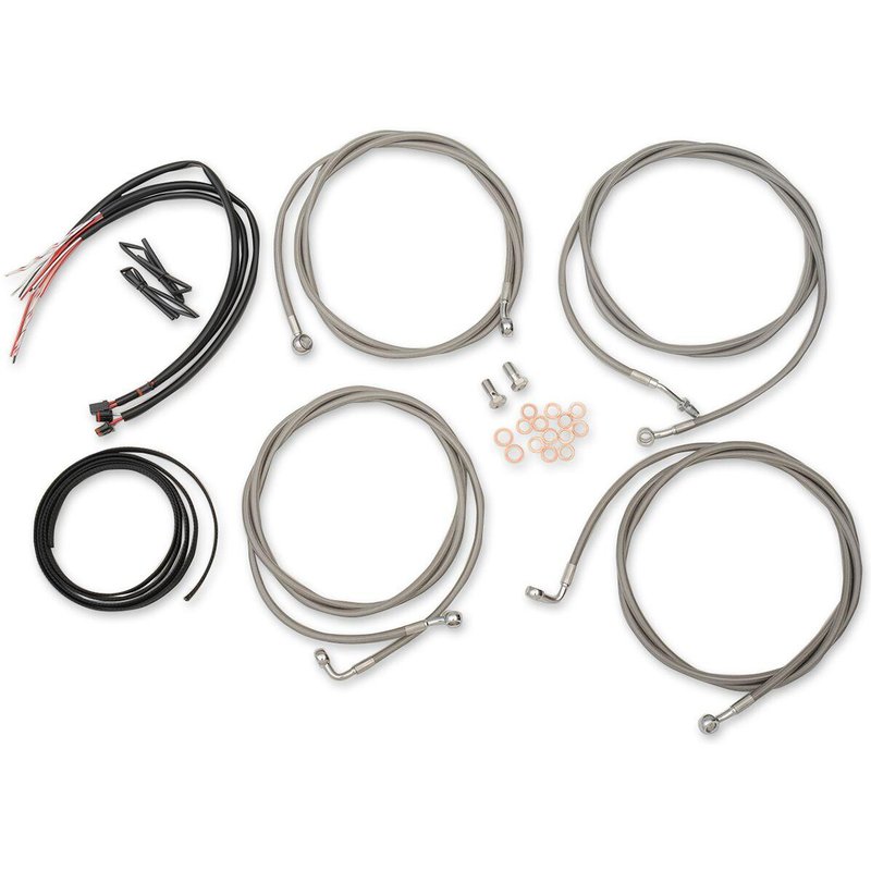 LA-8054KT2-16 - LA Choppers Handlebar Cable/Brake Hose Kit ABS For Harley Davidson FLHR 1750 2017-2019 38 cm - 43 cm (15" - 17") - Clear-Coated