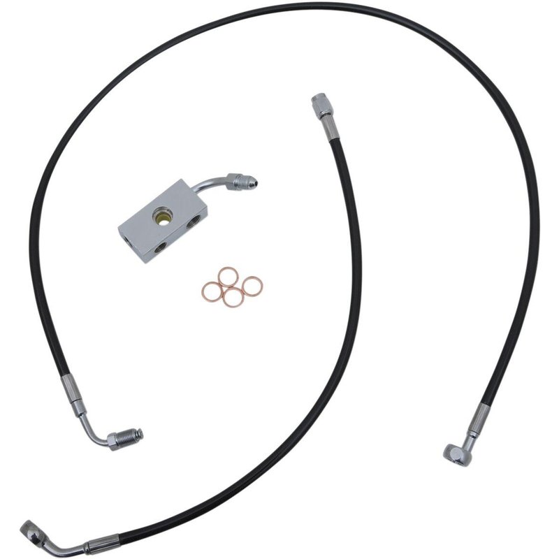 LA-8152B13B - LA Choppers Braided Brake Hose Kit With ABS For Harley Davidson FLDE 1750 ABS 2018-2020 Front 12" - 14" - Black