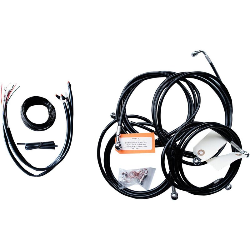 LA-8053KT2-16B - LA Choppers Complete Black Vinyl Braided Handlebar Cable/Brake Hose Kit For Harley Davidson FLHTCU 1690 ABS 2016 38 cm - 43 cm (15" - 17") - Black/Clear-Coated