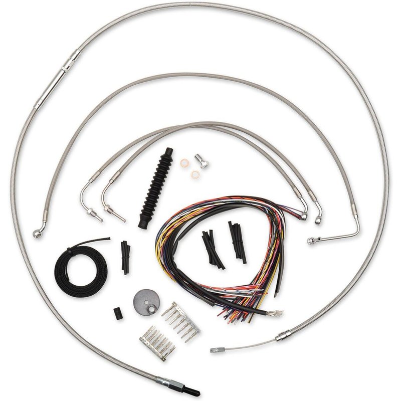 LA-8010KT2-16 - LA Choppers Handlebar Cable/Brake Hose Kit For Harley Davidson FLHR 1584 2008-2011 38 cm - 43 cm (15" - 17") - Clear-Coated