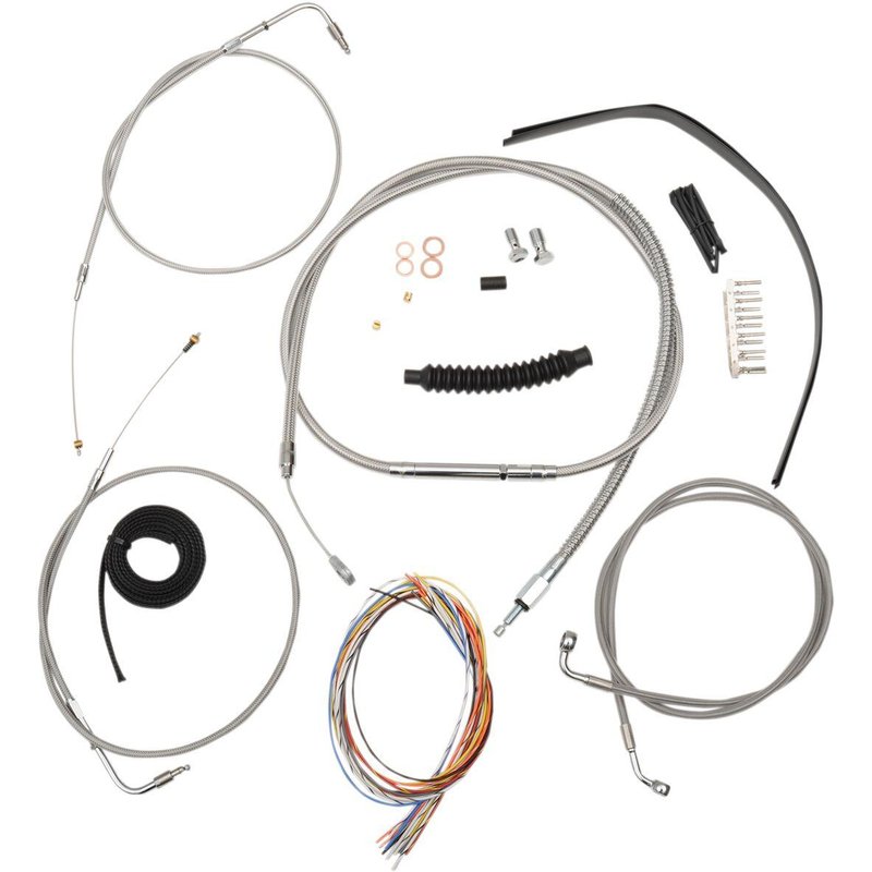 LA-8210KT2B-13 - LA Choppers Handlebar Cable/Brake Hose Kit Non-ABS For Harley Davidson FXDB 1584 2012-2013 30.5 cm - 35.5 cm (12" - 14") - Clear-Coated