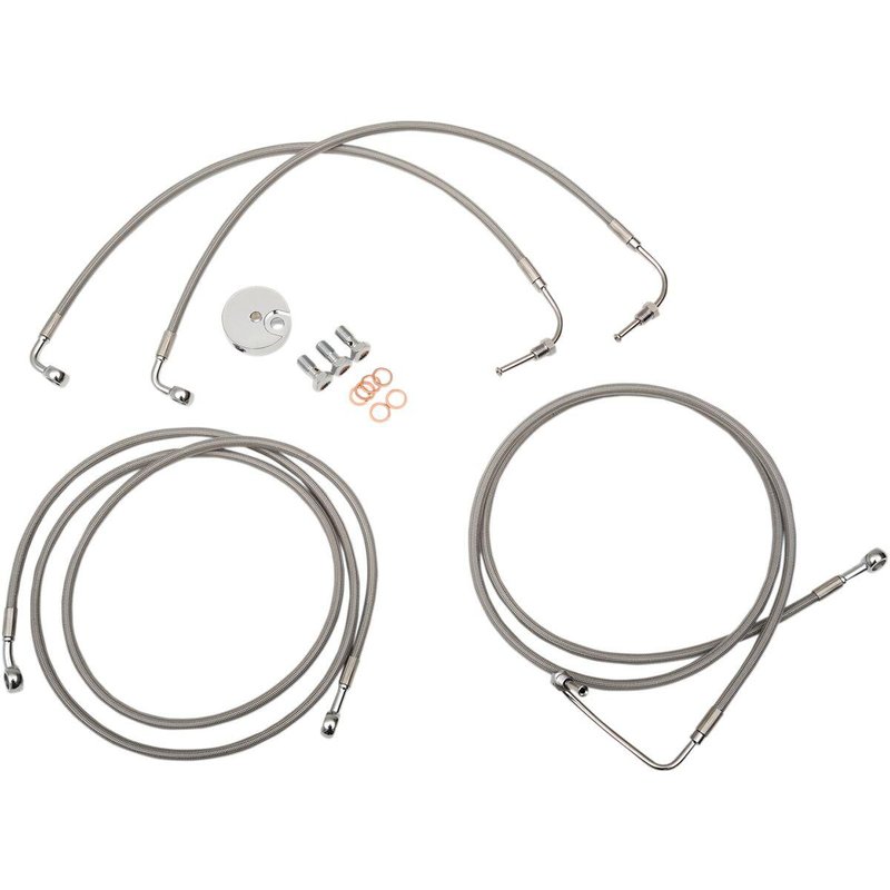 LA-8051B13 - LA Choppers Stainless Steel Brake Hose Kit For Harley Davidson FLD 1690 ABS 2012-2013 12" - 14" - Silver