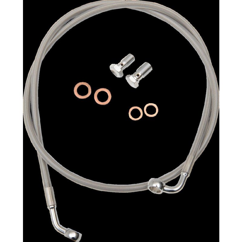 LA-8100B13 - LA Choppers Stainless Steel Brake Hose Kit For Harley Davidson FLHRS 1450 2004-2006 12" - 14" - Silver