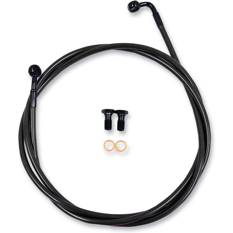 LA-8100B13M - LA Choppers Midnight Braided Brake Hose Kit For Harley Davidson FLHRS 1584 2007 12" - 14"