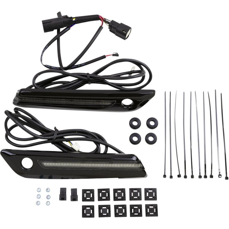 40071 - Ciro LED Saddlebag Hinge Covers For Harley Davidson FLH 1868 ABS 2021 - Black/Grey/Smoke