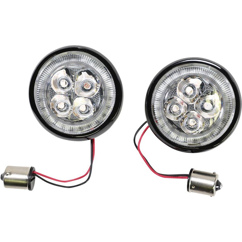 45521 - Ciro Fang Turn Signal Light Inserts For Harley Davidson FLDE 1750 ABS 2018-2020 Rear Black Clear
