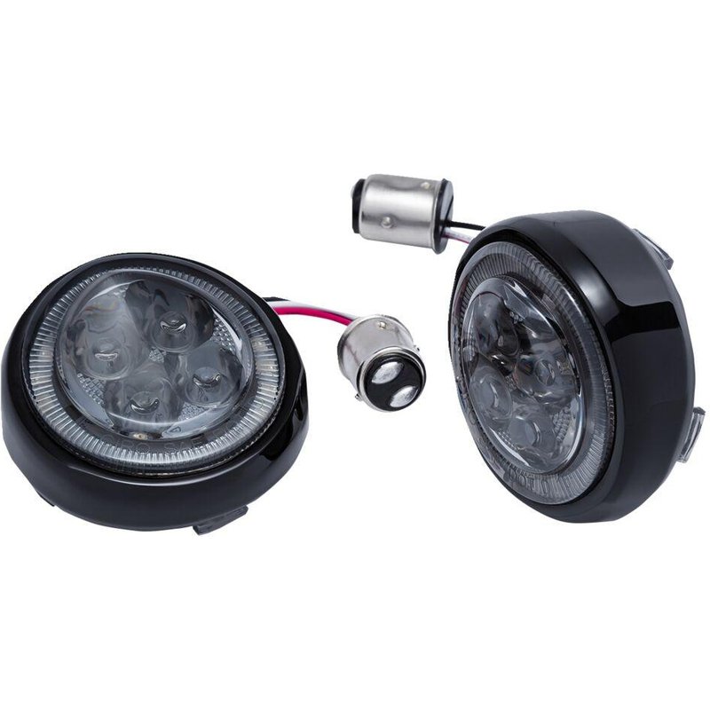 45621 - Ciro Fang Turn Signal Light Inserts For Harley Davidson FLFB 1750 ABS 2018-2020 Rear Black Smoke
