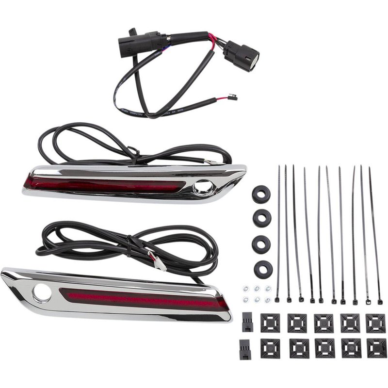 40170 - Ciro LED Saddlebag Hinge Covers For Harley Davidson FLH 1868 ABS 2021 - Chrome/Red