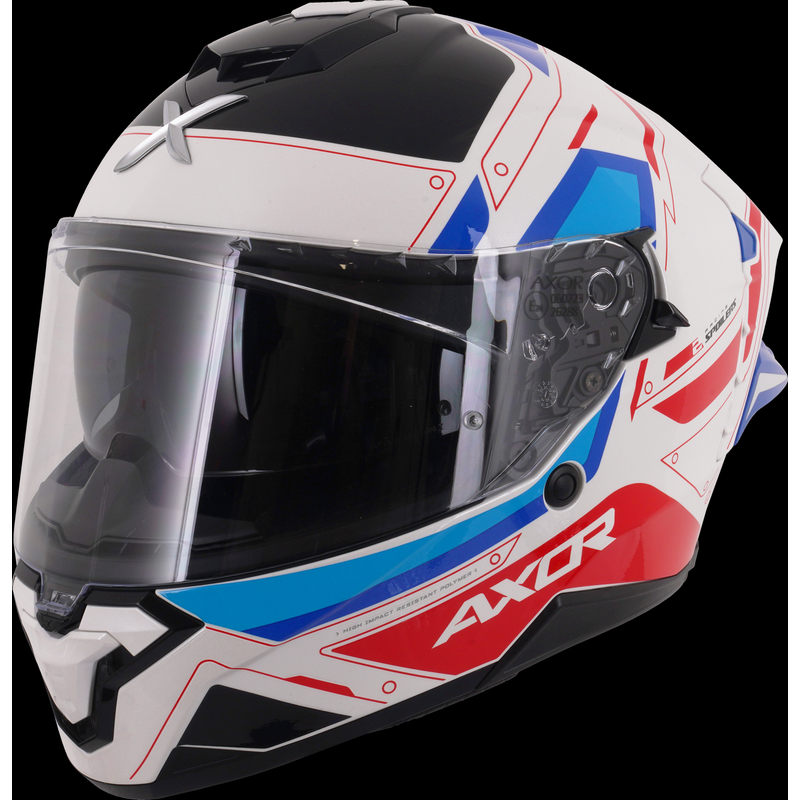 Axor Brutale Full Face Helmet With Dual Spoiler - Ryden White Red Blue