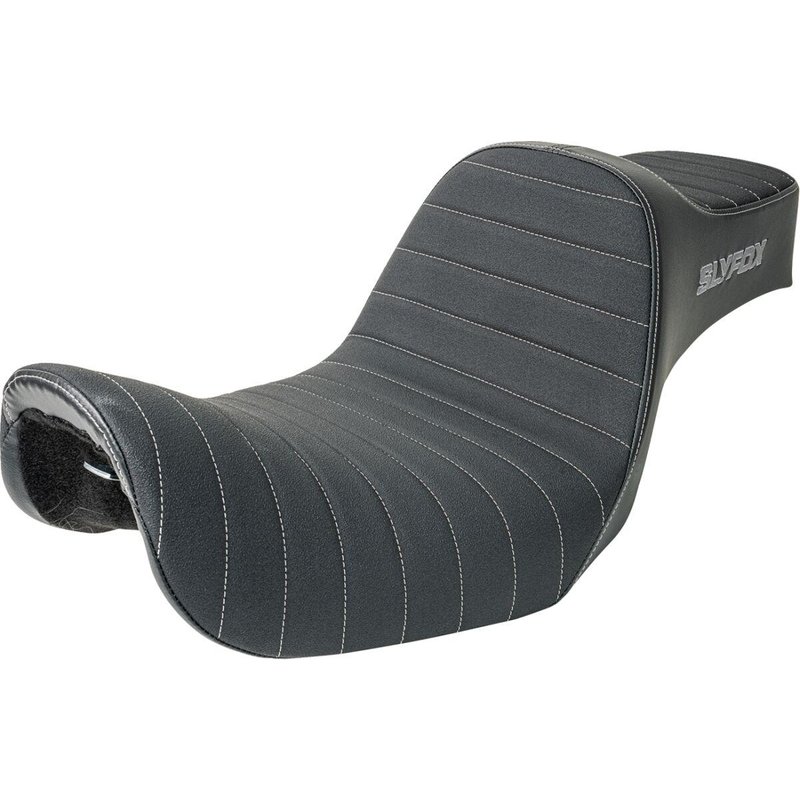 4703B-SLYFOX - Slyfox High Noon Seat For Harley Davidson FXD 1340 1996-1998 Silver Stitching - Black/Silver