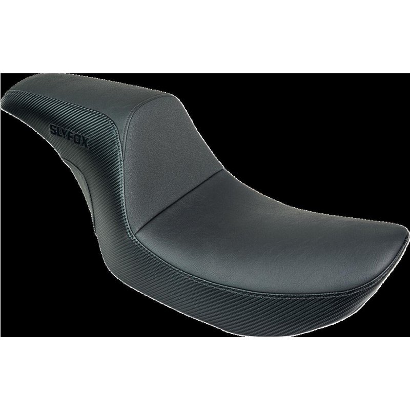 SLYFOX4681A - Slyfox The Drifter Seat For Harley Davidson FXR1340 1986-1994 Carbon Fiber/Logo/Smooth - Black