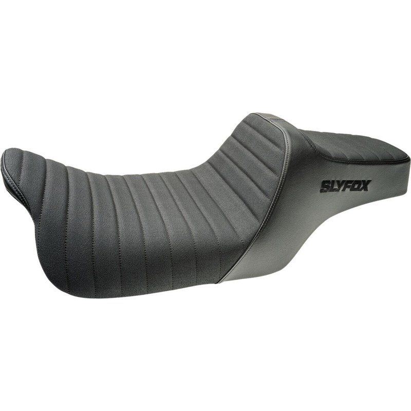 4710A-SLYFOX - Slyfox High Noon Seat For Harley Davidson FLHR 1584 2008-2011 Black Logo - Black