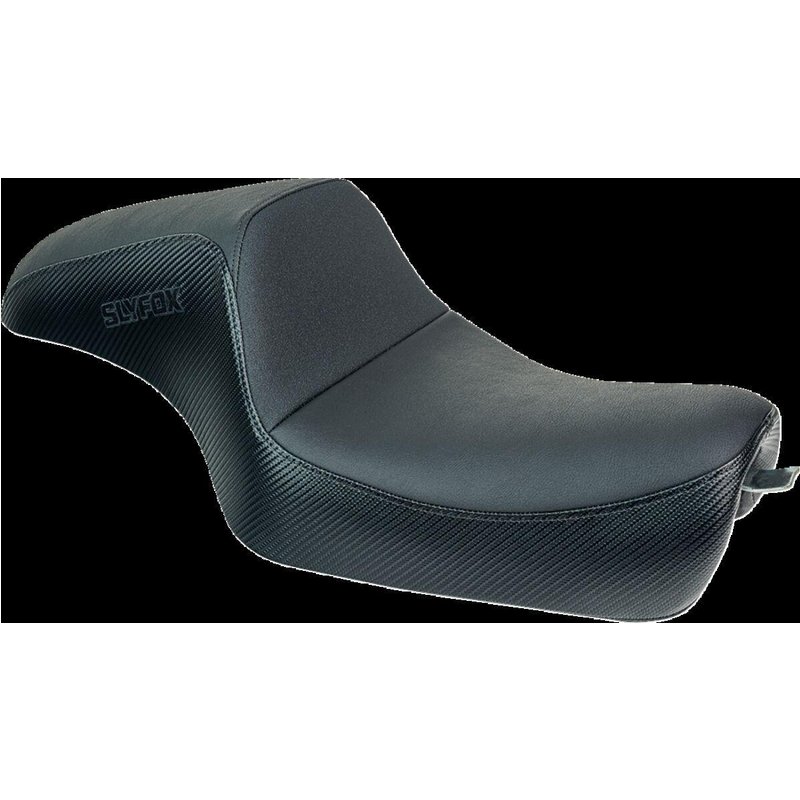 4684A-SLYFOX - Slyfox The Drifter Seat For Harley Davidson XL1200C 2004-2019 Black Logo/Carbon Fiber/Smooth - Black