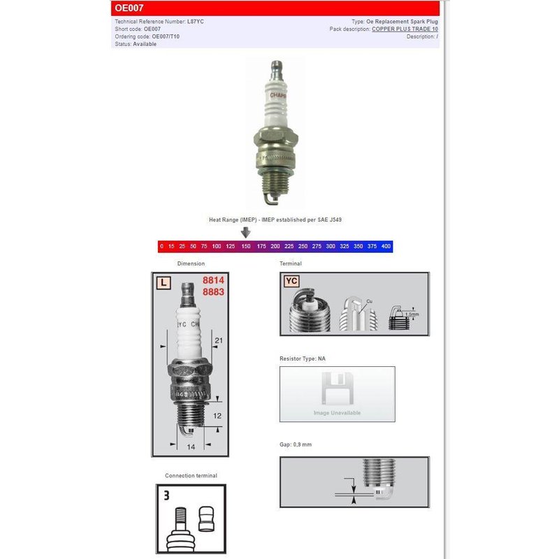 OE007 - Champion Spark Plug For Suzuki A 100 1976
