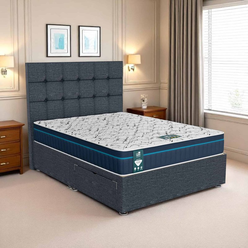 Luxe Classic Cubic Divan Bed - Ascot Coal, King Size 150 x 200 cm