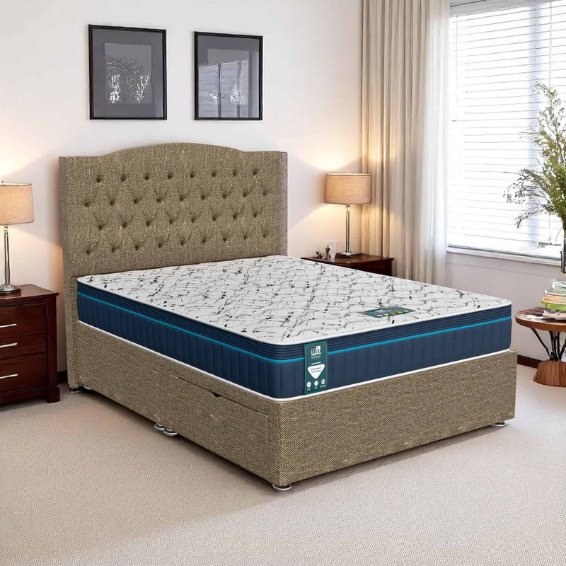 Ascot Tufted Divan-Light - Ascot Brown, King Size 150 x 200 cm