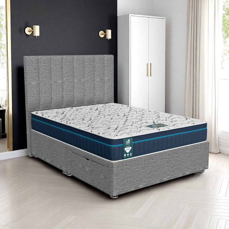 Ascot Stripe Divan-Dark - Ascot Grey, Double 135 x 190 cm
