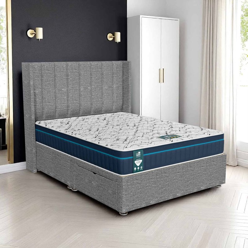 Ascot Stripe Curved Divan-Dark - Ascot Grey, Single 90 x 190 cm