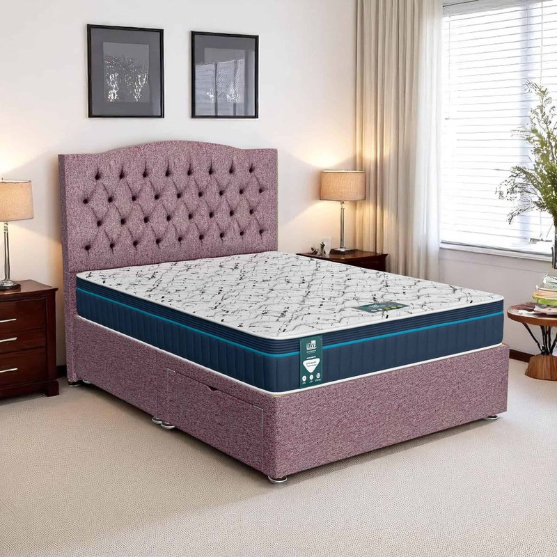 Wool Tufted Divan Bed - Lilac Wool, Single 90 x 190 cm