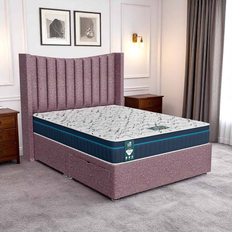Wool Chesterfield Curved Wings Divan - Lilac Wool, Single 90 x 190 cm