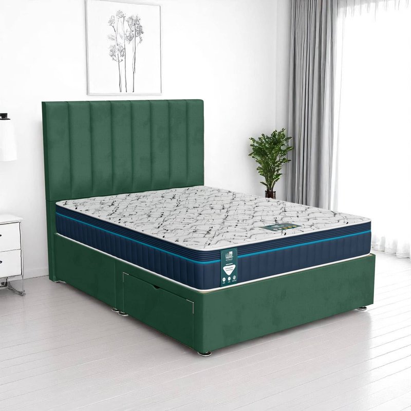 Milan Stripe Divan-Dark - Milan Duck Egg, Double 135 x 190 cm
