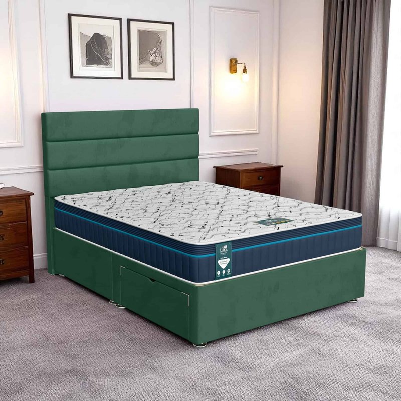 Milan Classic Stripe Divan-Dark - Milan Duck Egg, Single 90 x 190 cm