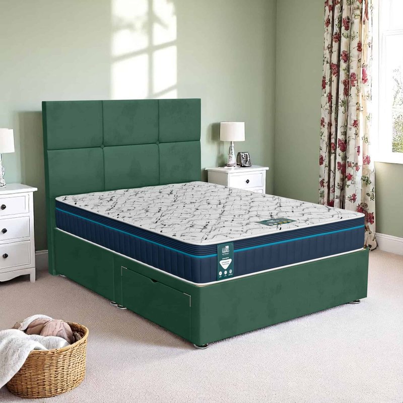 Milan Square Panel Divan-Dark - Milan Duck Egg, Double 135 x 190 cm