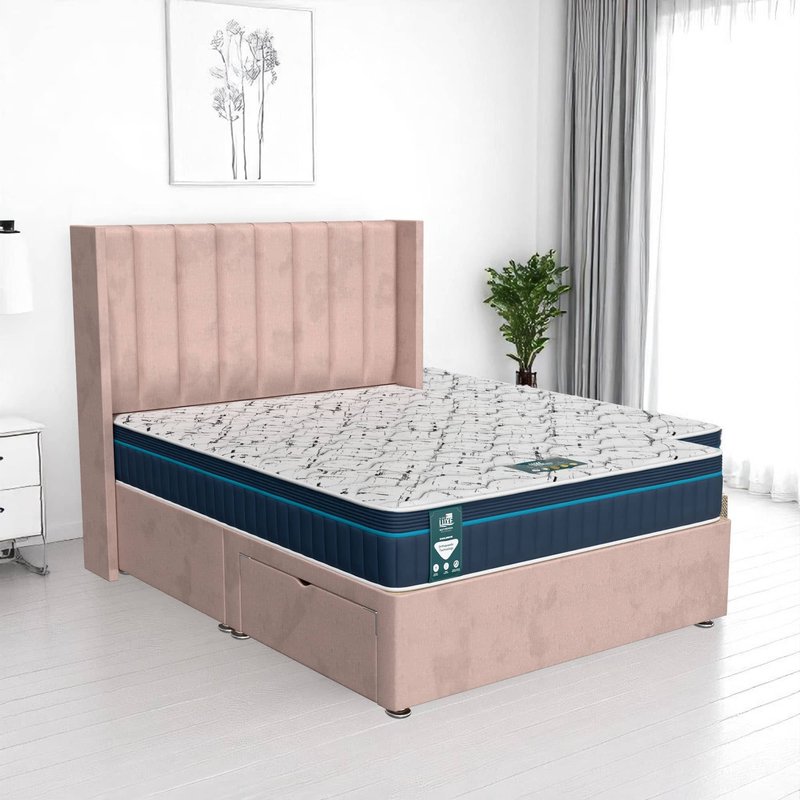 Milan Stripe Curved Divan-Light - Milan Pink, Double 135 x 190 cm