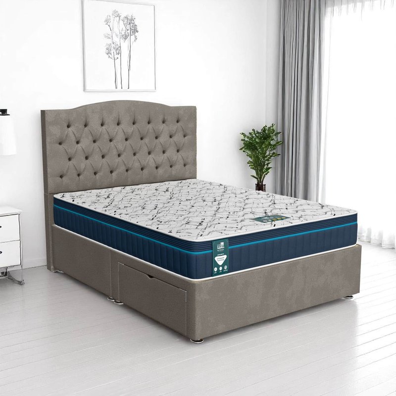 Milan Tufted Divan Bed-Light - Milan Silver, King Size 150 x 200 cm