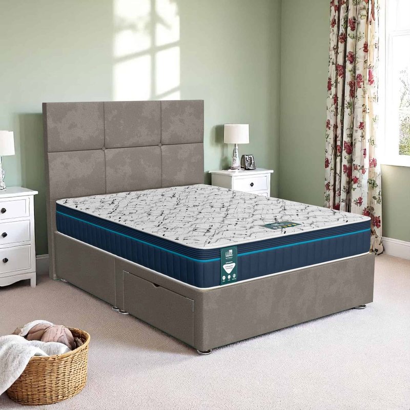 Milan Square Panel Divan-Light - Milan Silver, Double 135 x 190 cm