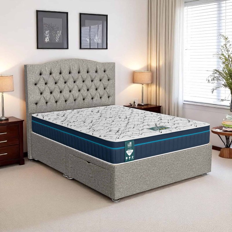 Naples Tufted Divan Bed - Naples Cream, Double 135 x 190 cm
