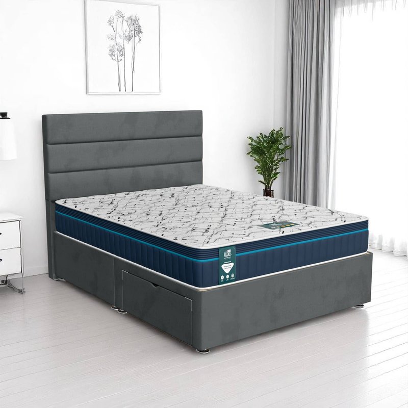 Wool Classic Stripe Divan - Steel Wool, Double 135 x 190 cm