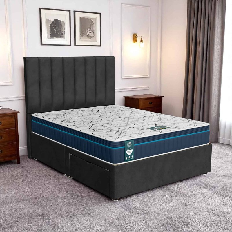 Venice Stripe Divan-Dark - Venice Black, Queen Size 120 x 190cm (Small Double)