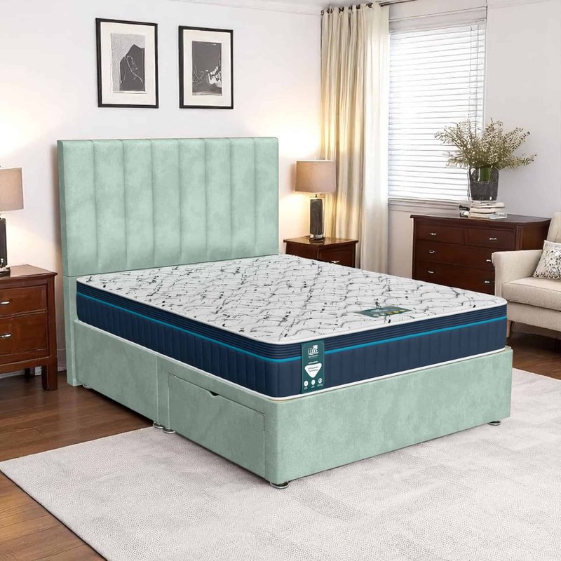 Venice Stripe Divan-Light - Venice Duck Egg, Double 135 x 190 cm