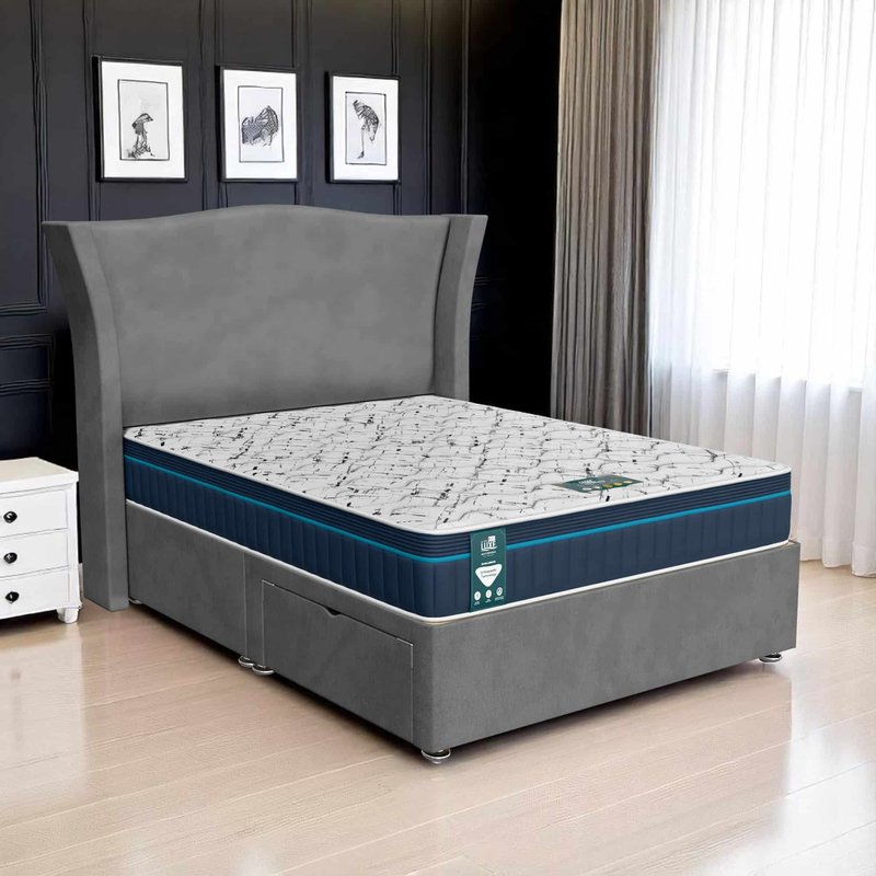 Venice Maxcoil Divan - Venice Grey, Queen Size 120 x 190cm (Small Double)