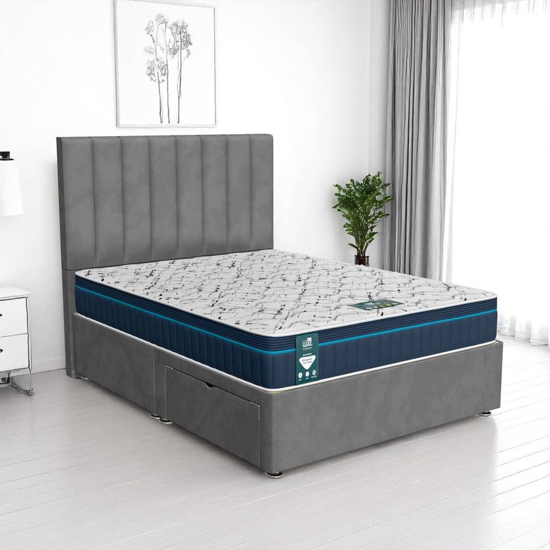Venice Stripe Divan-Dark - Venice Grey, Single 90 x 190 cm