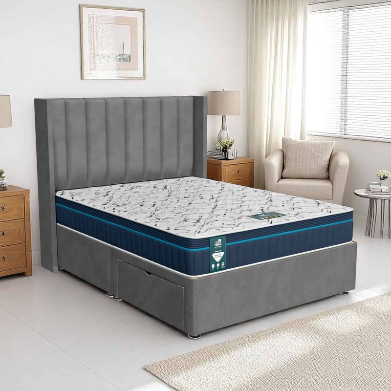 Venice Stripe Curved Divan-Dark - Venice Grey, Double 135 x 190 cm
