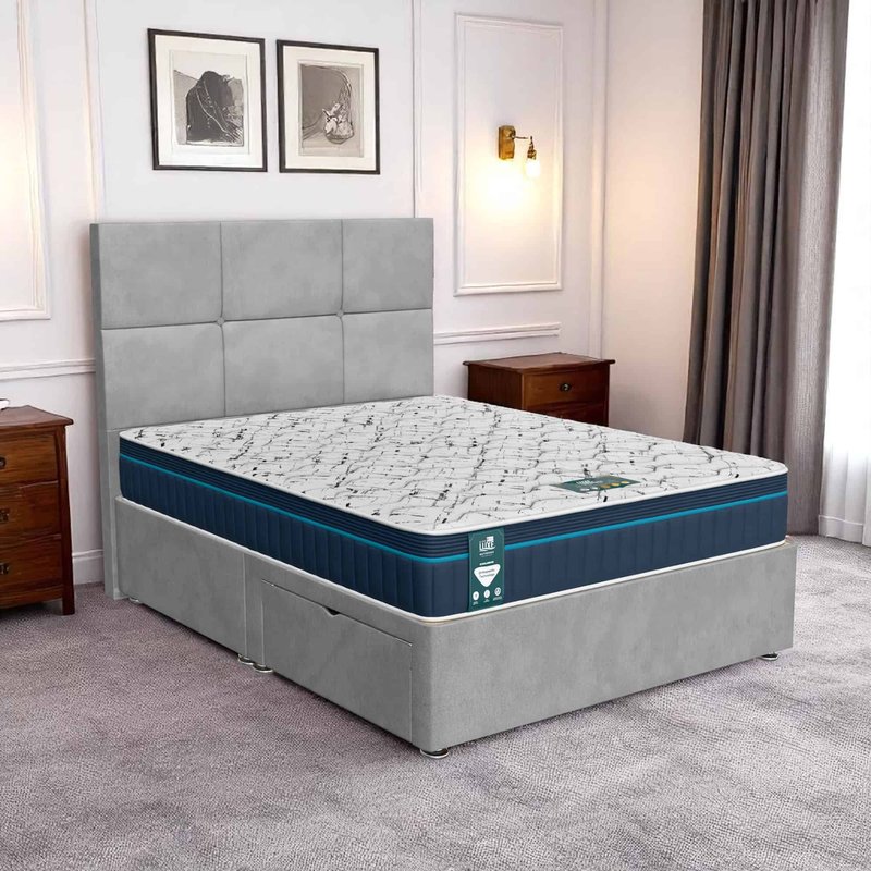 Venice Square Panel Divan-Light - Venice Silver, Double 135 x 190 cm