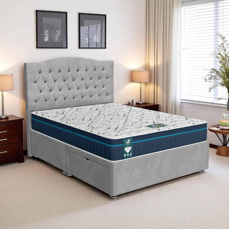 Venice Tufted Divan Bed-Light - Venice Silver, Single 90 x 190 cm