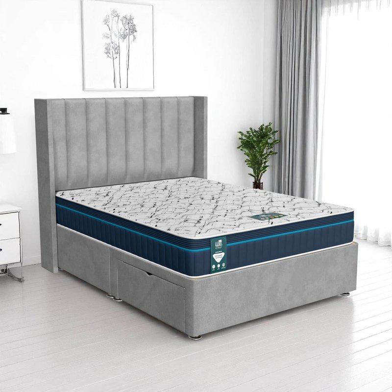 Venice Stripe Curved Divan-Light - Venice Silver, Double 135 x 190 cm