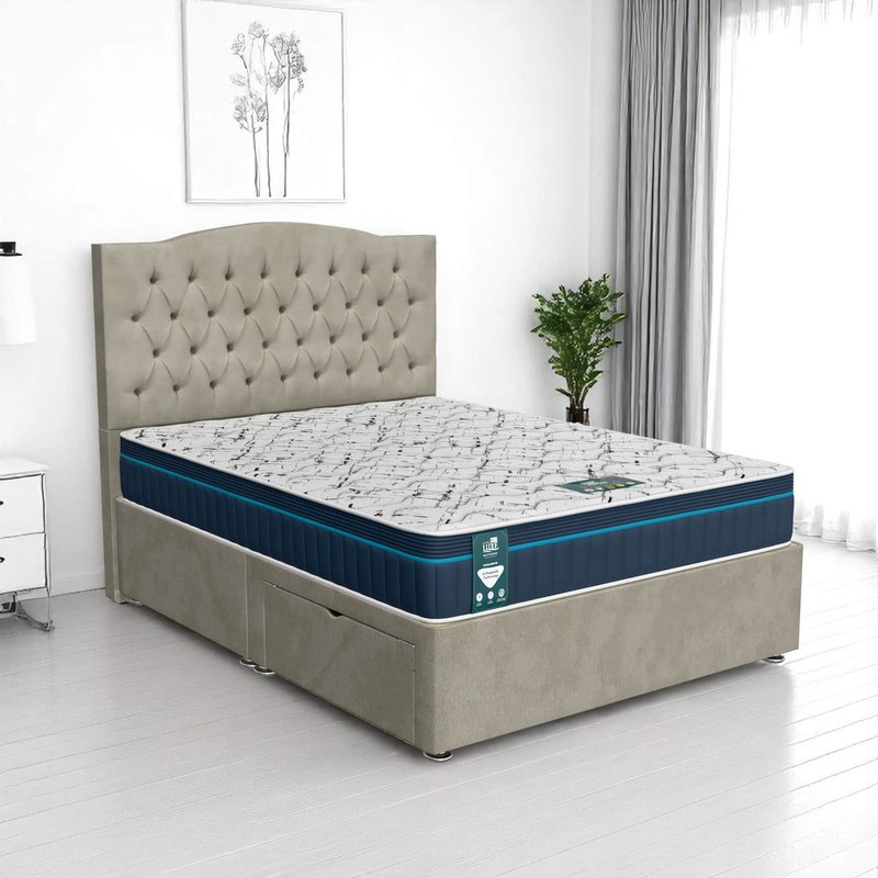 Venice Tufted Divan Bed-Light - Venice Taupe, King Size 150 x 200 cm