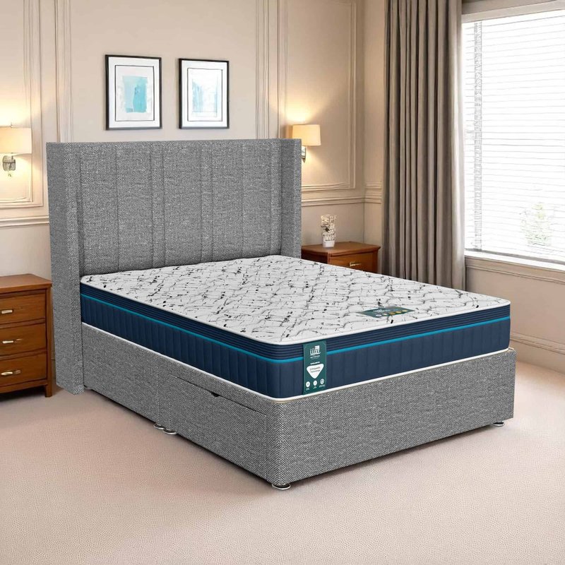 Ascot Curved Feather Divan - Ascot Grey, Single 90 x 190 cm