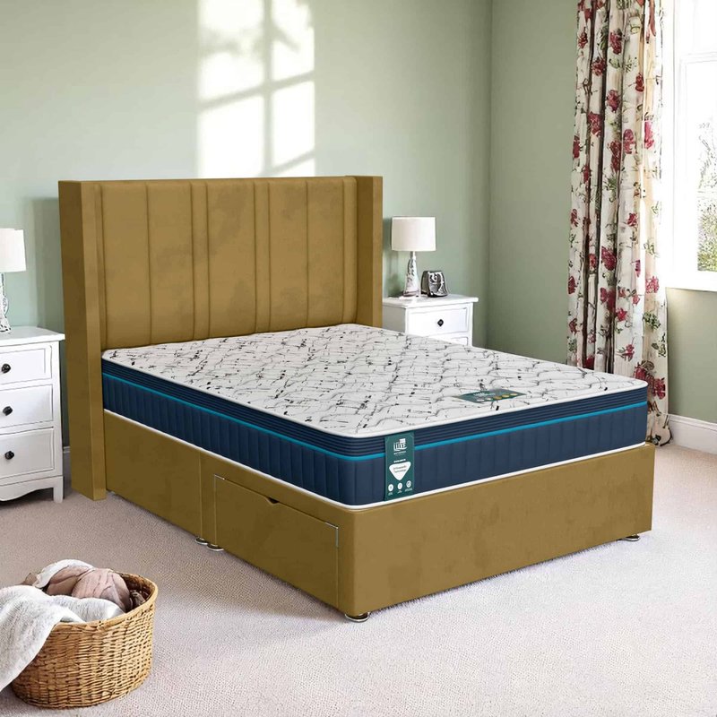 Milan Curved Feather Divan - Milan Mustard, Double 135 x 190 cm