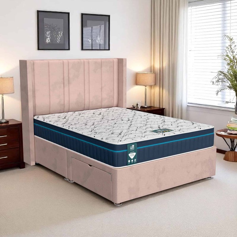 Milan Curved Feather Divan - Milan Pink, Double 135 x 190 cm