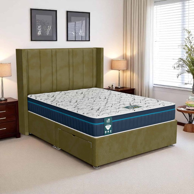 Venice Curved Feather Divan - Venice Olive, Double 135 x 190 cm